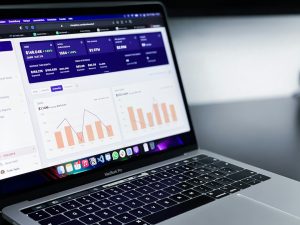 Business automation software dashboard on a laptop