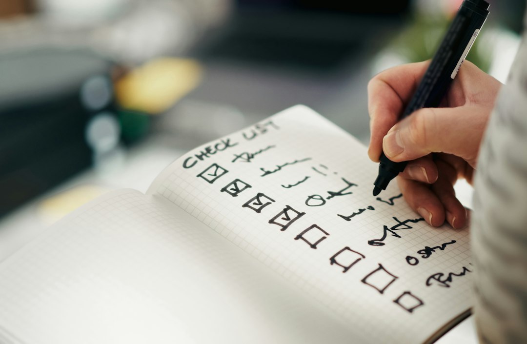 Checklist and notebook used for software buying decisions